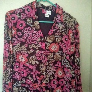 Womens Button Down Blouse Floral JM Collection Size 8